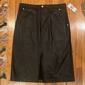 Michael Kors chocolate brown vegan leather skirt NEW